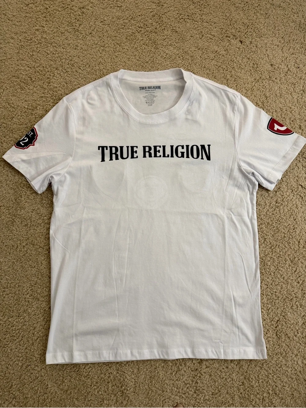 True Religion White Short-Sleeve Logo Patch Tee
